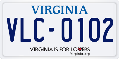 VA license plate VLC0102
