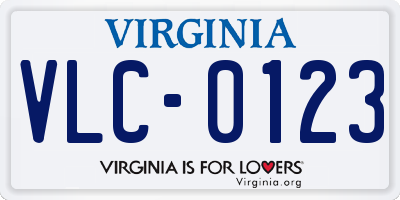 VA license plate VLC0123