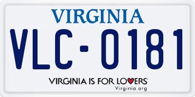 VA license plate VLC0181