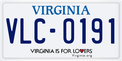 VA license plate VLC0191