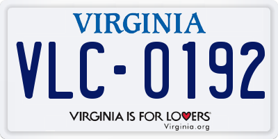 VA license plate VLC0192