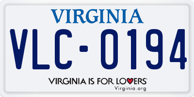 VA license plate VLC0194