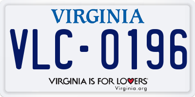 VA license plate VLC0196
