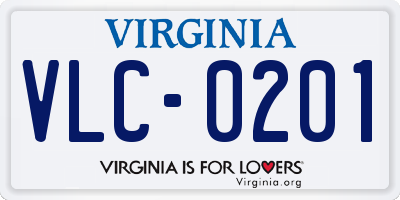 VA license plate VLC0201