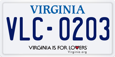 VA license plate VLC0203