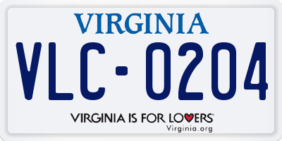 VA license plate VLC0204