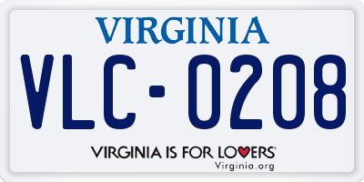 VA license plate VLC0208