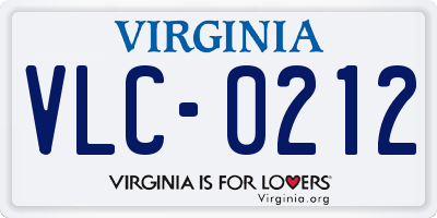 VA license plate VLC0212