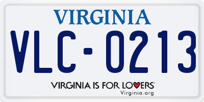 VA license plate VLC0213