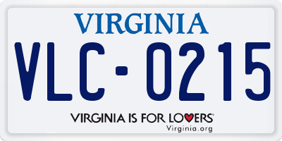 VA license plate VLC0215