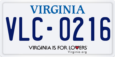 VA license plate VLC0216