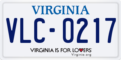 VA license plate VLC0217