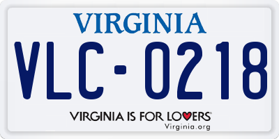 VA license plate VLC0218