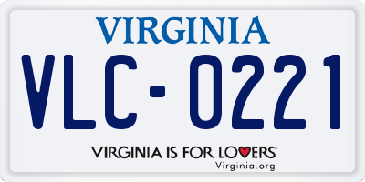 VA license plate VLC0221