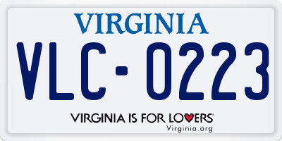 VA license plate VLC0223