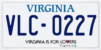 VA license plate VLC0227