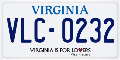VA license plate VLC0232