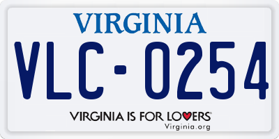 VA license plate VLC0254