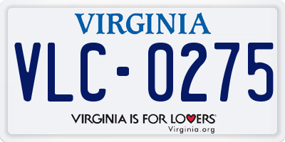 VA license plate VLC0275