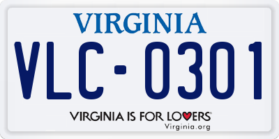VA license plate VLC0301