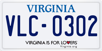 VA license plate VLC0302