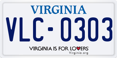 VA license plate VLC0303