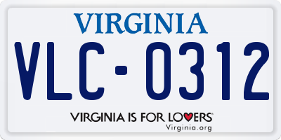 VA license plate VLC0312