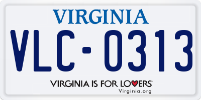 VA license plate VLC0313