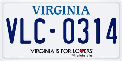 VA license plate VLC0314
