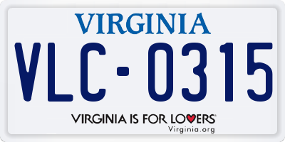 VA license plate VLC0315