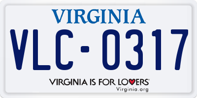 VA license plate VLC0317