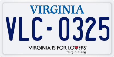VA license plate VLC0325