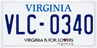 VA license plate VLC0340