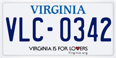 VA license plate VLC0342
