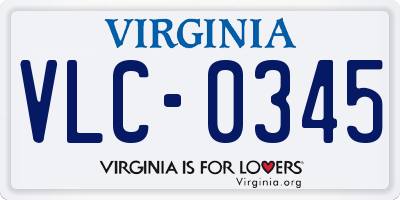 VA license plate VLC0345