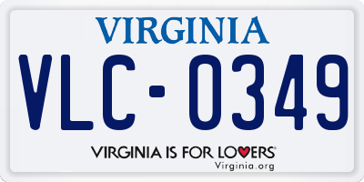 VA license plate VLC0349