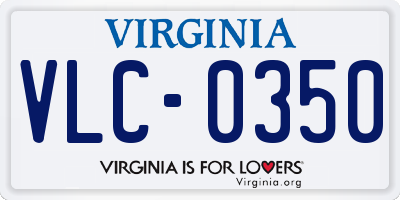 VA license plate VLC0350