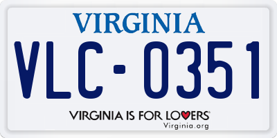 VA license plate VLC0351
