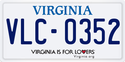 VA license plate VLC0352