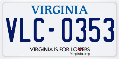 VA license plate VLC0353