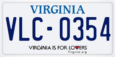 VA license plate VLC0354