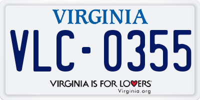 VA license plate VLC0355