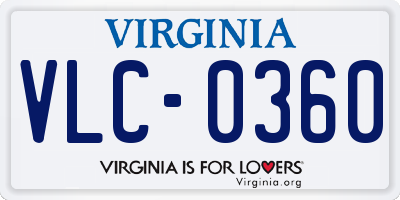 VA license plate VLC0360