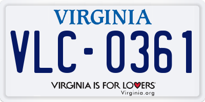VA license plate VLC0361