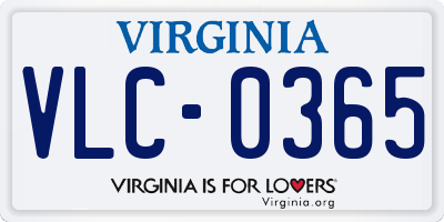 VA license plate VLC0365