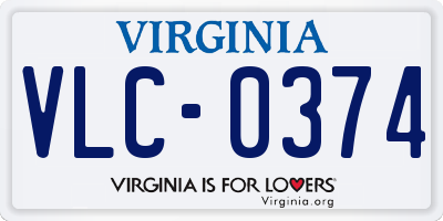 VA license plate VLC0374