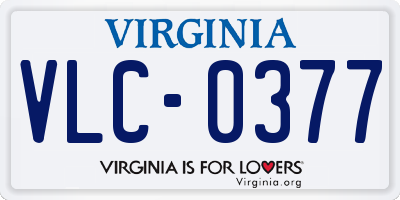 VA license plate VLC0377