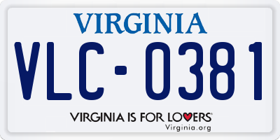 VA license plate VLC0381