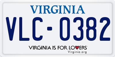 VA license plate VLC0382