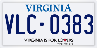 VA license plate VLC0383